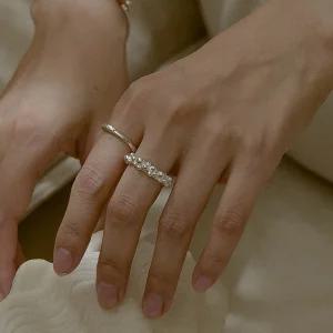 925실버 Snow 은볼 오픈링 믹스볼 레이어드링 버블 은반지