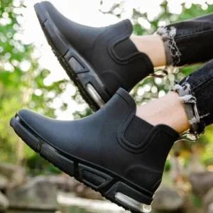 남성 기본 블랙 첼시 색상 모던 부츠 발목 기장 쿠션 (WFJD6P9)