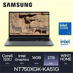 HMC / 삼성전자 갤럭시북4 / NT750XGK-KA51G (D4 RAM 16GB / NVMe 2TB / WIN11H) / 코어5-120U
