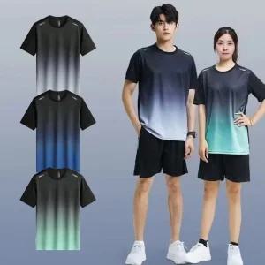 트레이닝세트 그라이데이션 러닝 팬츠 여름 트레이닝티 운동복 여름 반팔 홈웨어 헬스