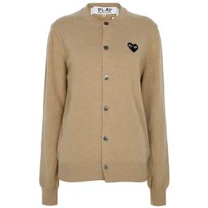 꼼데가르송 25SS 베이지 블랙하트 로고 울 카디건 AX-N023-051-3