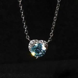 [샤밍주얼리]5부 블루 다이아 목걸이 7부 랩 하트 헤일로 프러포즈 결혼 기념일 여자 친구 선물 명품