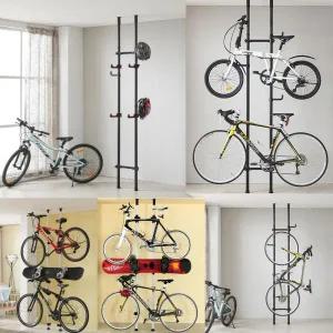 버원 38파이 폴 자전거거치대2단블랙-실내거치대 보관대 자전거행거 자전