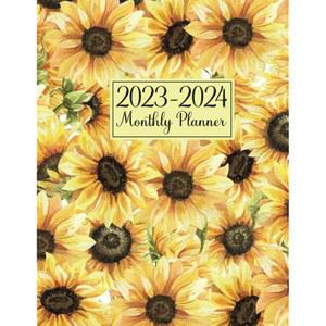 2023-2024 월간 플래너: 홀리데이와 영감을 주는 명언이 포함된 2년간의 의제 캘린더 해바라기 대형 기획자 및 일정 8.5x11