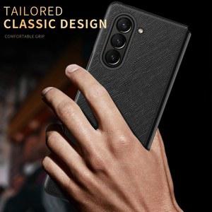 핸드폰케이스 럭셔리 크로스 그레인 패턴 가죽 케이스 갤럭시 Z 폴드 6 5 4 3 2 5G 하드 PC 충격 방지 코크 Z6