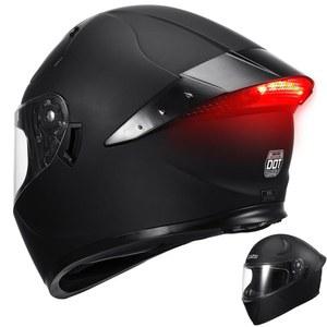 LED 테일 라이트 DOT가 장착된 RSYSO 듀얼 바이저 풀페이스 모터사이클 헬멧 오토바이 레이싱 스트리트 바이크