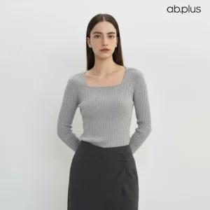 [ab.plus] 무지 슬림 라인 골지 긴팔 니트 (LSZ3MW31A)