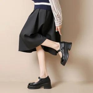 아이위크 봄 가을 여성 통굽 투톤 메리제인 슈즈 여자 로퍼 학생구두 굽9cm 210-245mm