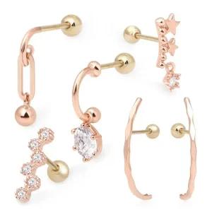 14K 큐빅 드롭 컷팅 스틱 로즈골드 금 피어싱 바벨피어싱 데일리피어싱 골드피어싱