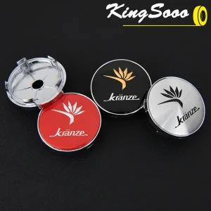 자동차휠캡 4PCS 림 캡 60mm OD / 55mm 클립 휠 센터 KRANZE 엠블럼 스티커 커버 허브 블랙  실버 레드