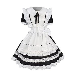 [vigerkar] 메이드복 코스프레 가장 큰 사이즈 숏기장 원피스 여자 고양이상 메이드 귀엽다 드레스 초보자 여장 할로윈 코스튬 세트 성인 모에 카페