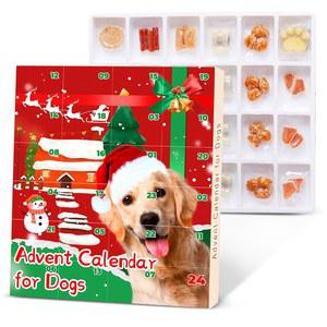 개 재림절 달력, 2025년 크리스마스를 위한 맛있는 간식 24가지, 모든 품종을 통고기, 반려동물을 크리스마스 박스