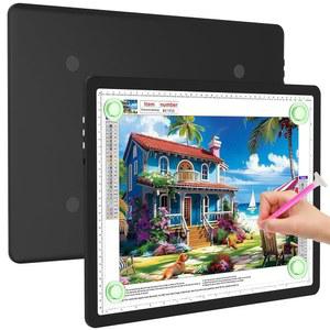 다이아몬드 페인팅을 위한 엘리스 마그네틱 A3 라이트 보드, 측면 버튼이 있는 초박형 트레이싱 LED 박스, 초밝은 아트 패드, 드로잉, 스케치, 제초 비닐을 테이블 - 블랙