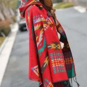 어깨숄 몽골 판초 숄 프린트 여행 이국적 가디건 항공발송 무릎담요 패션 망토