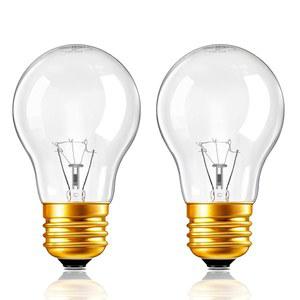 오븐 전구 A15 40W 120V 스토브 전구 내열 가전 전구, 냉장고 레인지 후드 스토브 전자레인지 용암 램프 교체 전구, E26 중간 베이스 2700K 따뜻한 흰색 조광성(2팩)