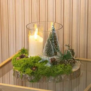 [플라워트리]크리스마스 장식 센터피스 LED 양초 포레스트 25x17cm (DIY) 테이블 탁상용 데코 소품 행사...