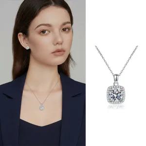 엔비 1캐럿 모이사나이트 다이아몬드 스퀘어 목걸이