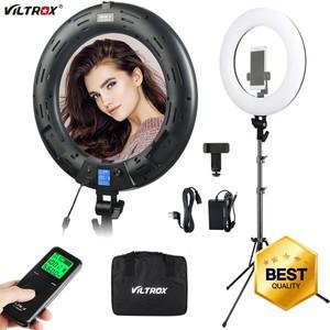 100% 호환 Viltrox VL-600T 45W 18인치 LED 링 라이트 키트 무선 리모컨 삼각대 포함 바이컬러 램프 메이크