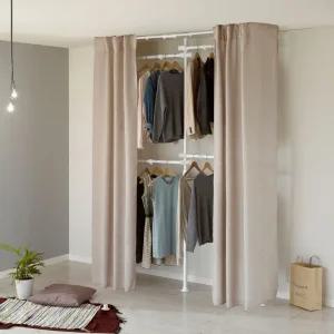 왕자 화이트 드레스룸 3P 행거 플레인 샌드베이지 시스템 옷장 863PE