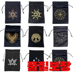 벨벳 동물 타로 태양 해골 위카 오라클 작은 보관 가방 파우치 룬 문자 별자리 마녀 운세 주사위