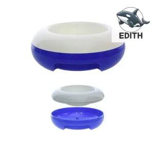 아기 고양이 밥그릇 블루 화이트 실리콘