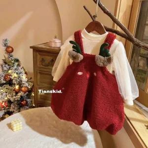 유아동 크리스마스룩 루돌프 플러스 벨벳 투피스 수트