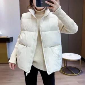 [피커]베이직 화이트숏패딩 숏패딩조끼 여성 데일리 조끼