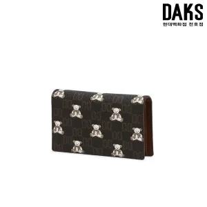 [닥스] DCWA6E793W3 [DAKS BEAR] 브라운 패턴 소가죽 카드지갑 닥스핸드백