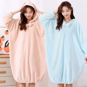 [제이커머스]여자 귀여운 샤워 후 부드러운 후드 리본 목욕 가운 목욕가운 목욕용품 아동물놀이가운 수영장