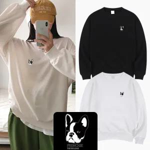 포켓불독 맨투맨 긴팔 BOX 여성 오버핏 티셔츠 (5컬러) 박시핏 빅사이즈