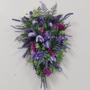 2025 크리스마스 리스 퍼플 튤립 눈물 화환 봄 여름 인공 꽃 앞문 벽 장식 웨딩 파티