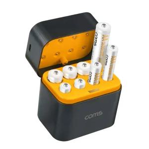 8구 충전기 충전지 세트 AA 4개 AAA 4개 충전식 건전지 C타입 / 리튬 이온 배터리 충전 케이스 WISEHA110