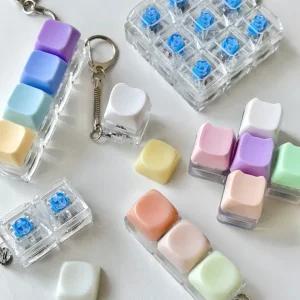 반짝반짝 LED 청축 키캡 키보드키링 4구 키링고리 키캡키링 가방고리 에어팟 아이폰17