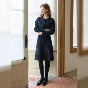 [롯데백화점]올리브데올리브 울자켓 레이어드 플레어 벨벳 원피스 OW5WOA27-GB