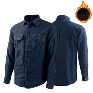 2장세트 마마로 빅사이즈 남성 기모 겨울 셔츠 데님 작업복 청남방