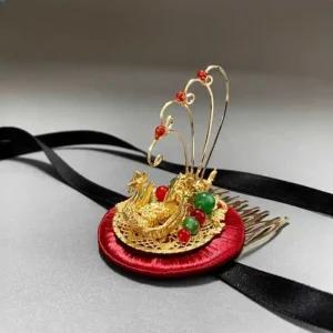 첩지 한복 헤어장식 머리핀 소품 왕비 옥비녀 뒤꽂이