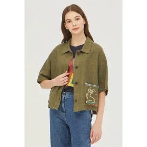 매장판 베네통 자수 린넨 셔츠 BABLA144 163173