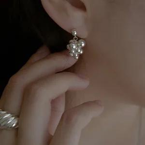 레트로핑거 925실버 은볼 포도송이 귀걸이 겨울 실버볼 드롭귀걸이 SE402 Grape