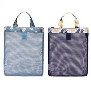 [콩심팥심]토트백 물놀이 메쉬 가방 수영장 비치백 휴가 여행 버킷백