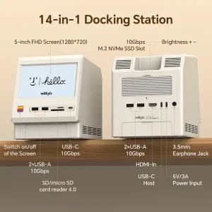 스포츠레저 자전거용품 Wokyis M5 10Gbps 맥 미니 M4 도크 5인치 풀 HD IPS 스크린 USB-C 허브 모니터 디스