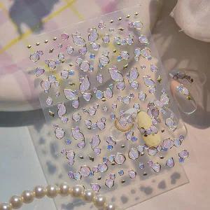 [하프클럽/]네일아트 골드프레임 홀로그램 자개네일 엠보스티커