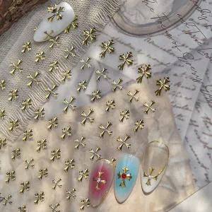 [하프클럽/]네일아트 유니크 엔틱 십자가 골드 엠보 네일스티커