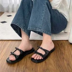 인기상품 데이트 룩 편한 신발 리본 스트랩 슬리퍼 단화 코디 [WFJIXLX_251115]