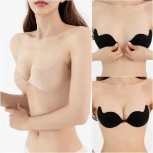오프숄더 앞후크브라 누드브라 방수 실리콘 접착 끈없는