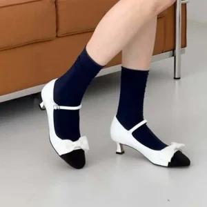 인기상품 여성 대학생 소개팅 스트랩 리본 메리제인 배색 구두 [WFJJHAZ_251116]