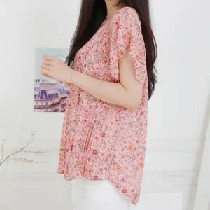 [하프클럽/]시즌 플로럴 데일리룩 시폰 상의 슬래시여자 플라워패턴 시스루