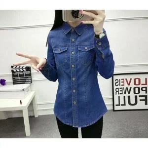 [하프클럽/]올데이 걸스 진남방 여성용 와이셔츠 진 오버핏 심플청셔츠 데