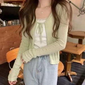 [하프클럽/]예쁜베이직 메쉬 우먼 볼레로가디건 레이어드가디건