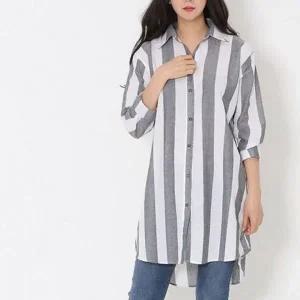 [하프클럽/]레이디스 스타일 언발란스 루즈핏 남방 데코드레스셔츠 호피 클