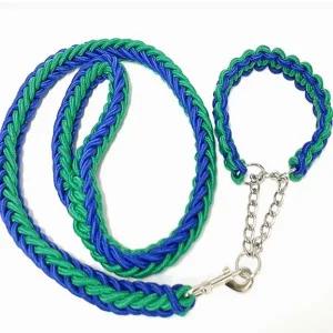 [셀러에이드]트위스트 목줄 리드줄 강아지줄 대형견용 블루그린 개줄 산책줄